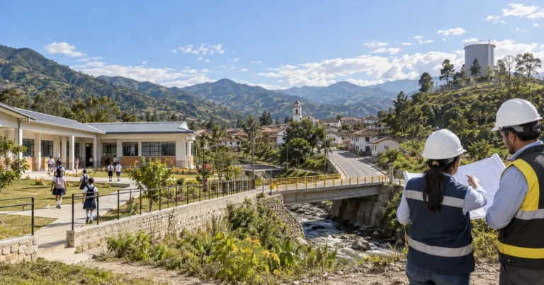 Equipamientos públicos, infraestructura vial y profesionales que revisan proyectos de inversión.